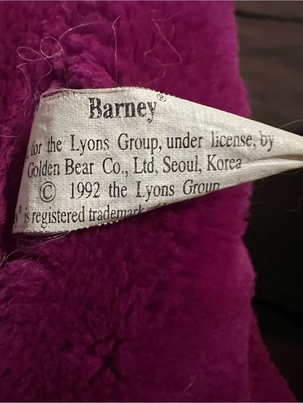 Vintage Barney 12” Plush Backyard Gang Dinosaur Closed Mouth